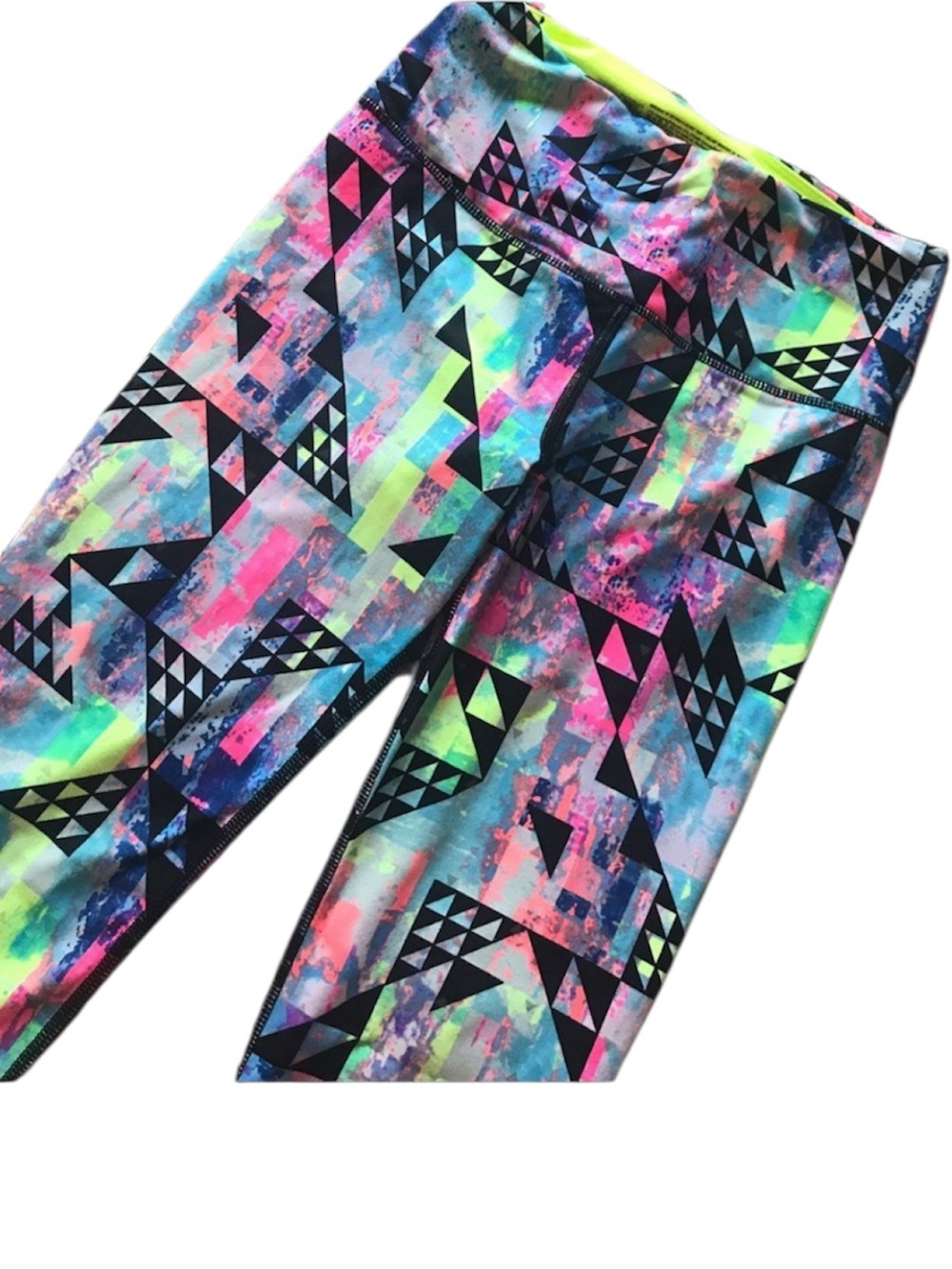 Victoria's Secret Neon Geo Print Leggings - Black, Pink, Blue, Green